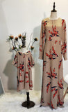 Mommy and Me Tan Floral Long Dress