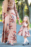 Mommy and Me Tan Floral Long Dress