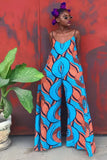 Women Dashiki Print O-Collar Jumpsuit