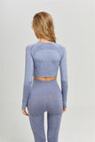 Women Seamless Long Sleeve Crop Top Yoga Set