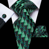 Teal Green Solid Paisley Silk Tie Set