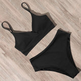 Ribbed High Waist Push Up Bikini Set with Padding