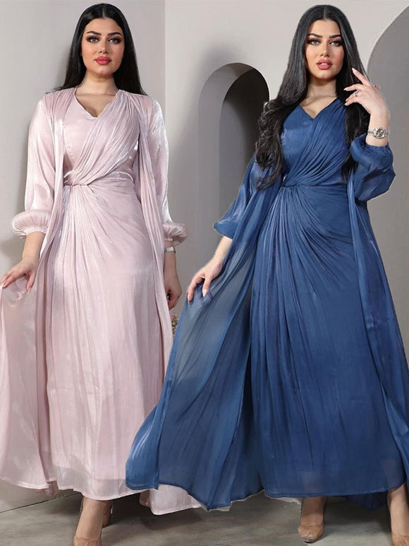 Silky Satin Evening Maxi Dress Set