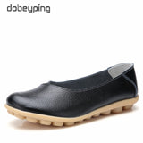 Woman Genuine Leather Shallow Rounded Toe Loafers