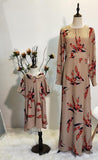 Mommy and Me Tan Floral Long Dress