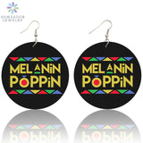 Melanin Poppin Natural Wood Drop Earrings  (6 Packs)