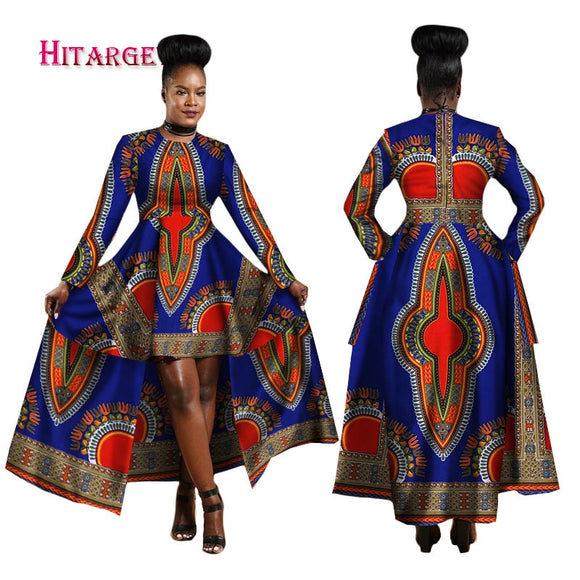 Women Dashiki Cotton Wax Print Dress