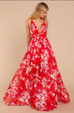 Boho Style Print Deep V Neck Backless Maxi Party Dress