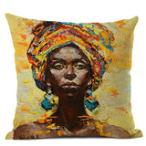 African Lady Oil Painting Throw Pillow Case Cover