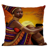 African Lady Oil Painting Throw Pillow Case Cover