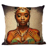 African Lady Oil Painting Throw Pillow Case Cover