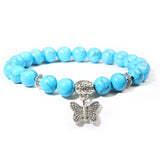 Handmade Natural Stone Lotus Charm Bracelet