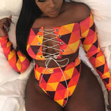 African Bandage Tankini Long Sleeve  Swimwear