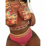 African Bandage Tankini Long Sleeve  Swimwear