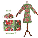 African Print Dress Outfit (top+headwrap+mask)