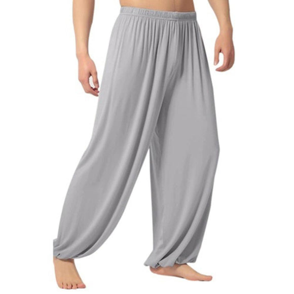 Soft Men Casual Solid Color Baggy Trousers