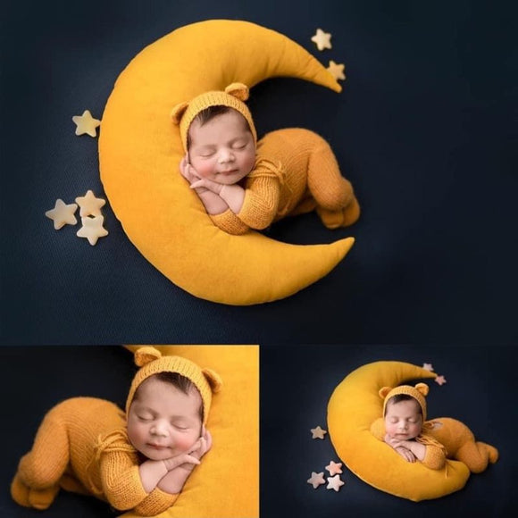 Baby Hat Posing Beans Moon Pillow Stars Set