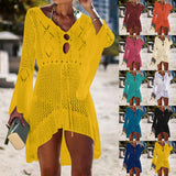 Tassel Tie Crochet Knitted Tunic Beach Cover Up