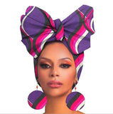 African Print Wax Cotton Head Bandana Scarf & Matching Drop Earring