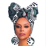 African Print Wax Cotton Head Bandana Scarf & Matching Drop Earring