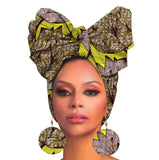 African Print Wax Cotton Head Bandana Scarf & Matching Drop Earring