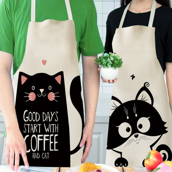 Cute Cat Printed Linen Apron