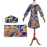 African Print Dress Outfit (top+headwrap+mask)