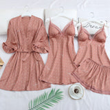Soft Dot Print Casual Intimate Sleepwear Robe Set