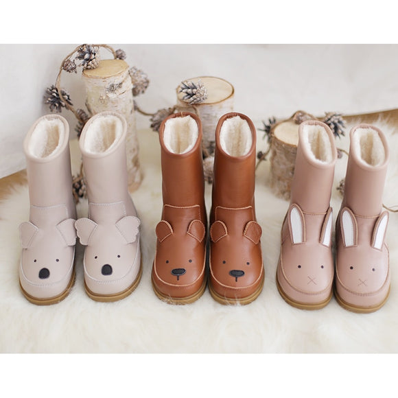 Children Genuine Leather Cartoon Snow Boots