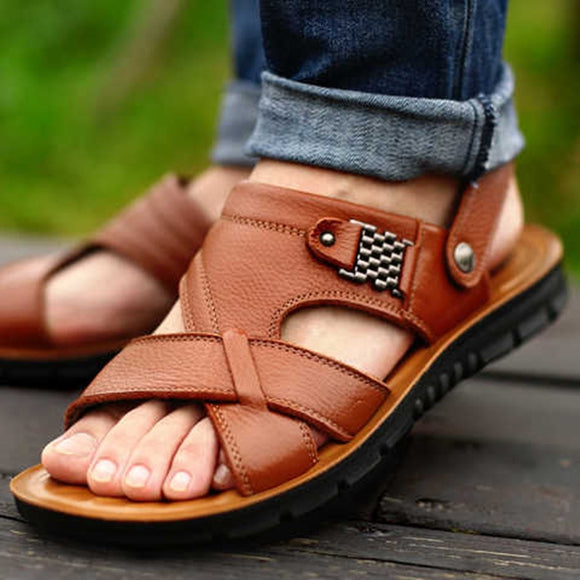 Men Classic Leather Soft Sandals