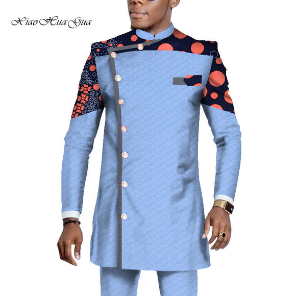 African Men Long Sleeve Shirt & Pants 2 Pc Set