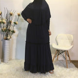 Solid Muslim Worship Robe+Solid Hijab Maxi Dress