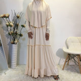 Solid Muslim Worship Robe+Solid Hijab Maxi Dress