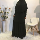 Solid Muslim Worship Robe+Solid Hijab Maxi Dress