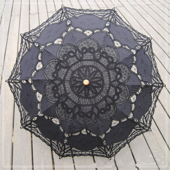 Elegant Cotton Embroidery Lace Parasol