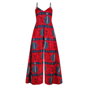 Women Dashiki Print O-Collar Jumpsuit