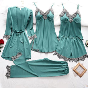 Women Silky Lace Sleep Nightwear Set