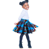 Girl Dashiki Print Pleated Tutu Skirts