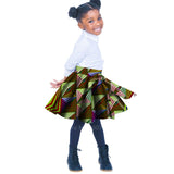 Girl Dashiki Print Pleated Tutu Skirts