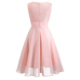 Women Lace A-Line Sleeveless Chiffon Midi Dresses