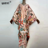 Women Print V-Neck  Boho Maxi Dress