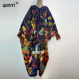 Women Print V-Neck  Boho Maxi Dress