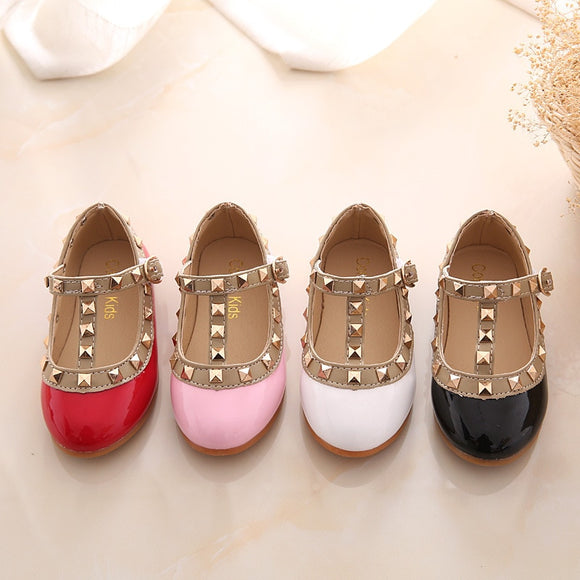 Girls Rivets Princess Flat Dance Shoes