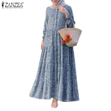 Modest Loose Retro Floral Print Long Dress