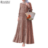 Modest Loose Retro Floral Print Long Dress