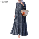 Modest Loose Retro Floral Print Long Dress