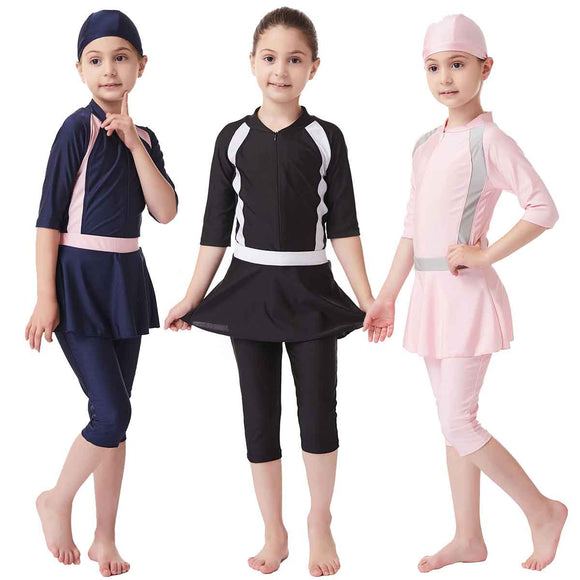 Girls 3pcs Modest Swimsuit