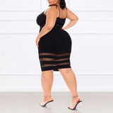 Women Plus Size Bodycon Black Sleeveless Dress