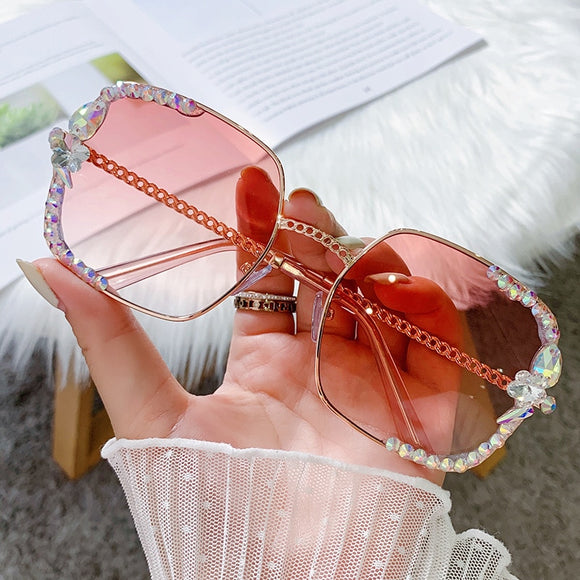 Square Rhinestone Vintage Sunglasses