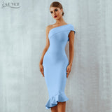 One Shoulder Sleeveless Ruffles Bandage Dress